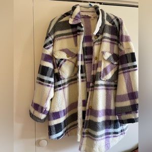 Terra & Sky Soft Sherpa Purple and White Shacket